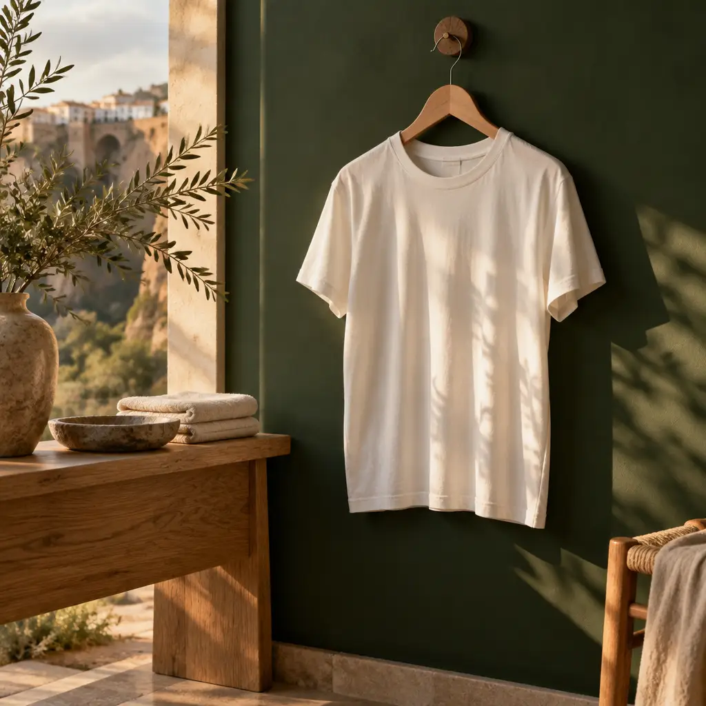 Camiseta blanca colgada al sol