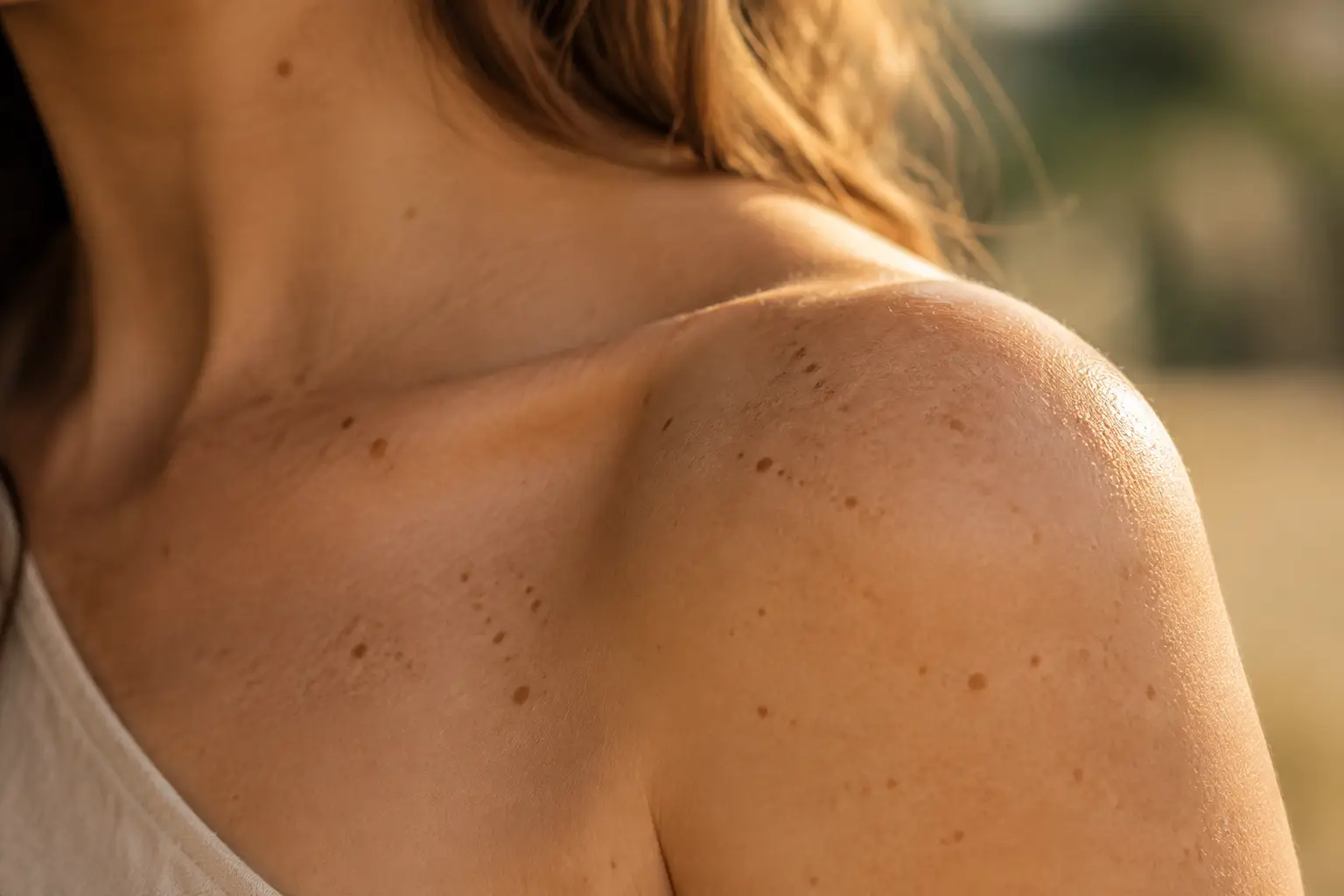 Piel con pecas y manchas solares