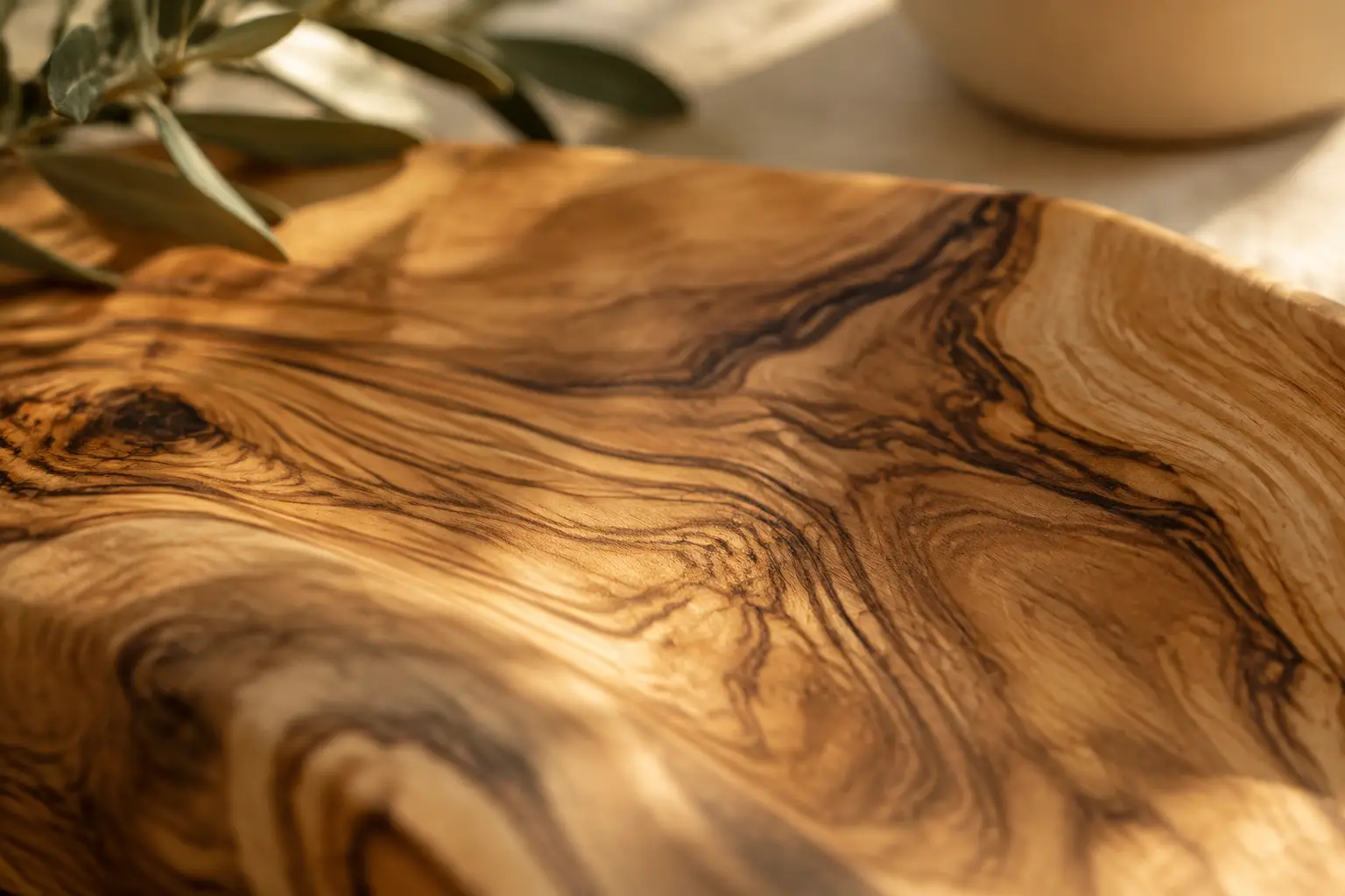 Veta de madera de olivo pulida